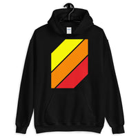 Yellow Orange Red Stripes Unisex Hoodie Abyssinian Kiosk Diagonal Stripes Fashion Cotton Apparel Clothing Gildan Original Art