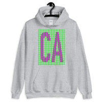 Magenta Green Grid CA Unisex Hoodie Gildan Original Art Abyssinian Kiosk Fashion Cotton Apparel Clothing California State America US