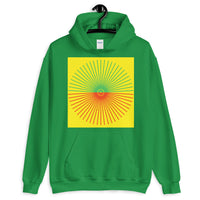 Green & Red Cube Spokes Yellow BG Unisex Hoodie Abyssinian Kiosk Fashion Cotton Apparel Clothing Gildan Original Art