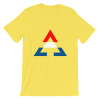 Pyramid RWB Unisex T-Shirt Bella Canvas Original Art Abyssinian Kiosk Fashion Cotton Apparel Clothing Triangle RWB Red White Blue America American Flag