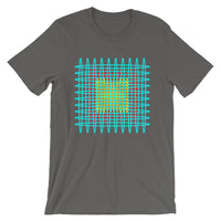 Cyan Red Yellow Ellipses Unisex T-Shirt Abyssinian Kiosk Fashion Ellipses Inside Ellipses Cotton Apparel Clothing Bella Canvas Original Art