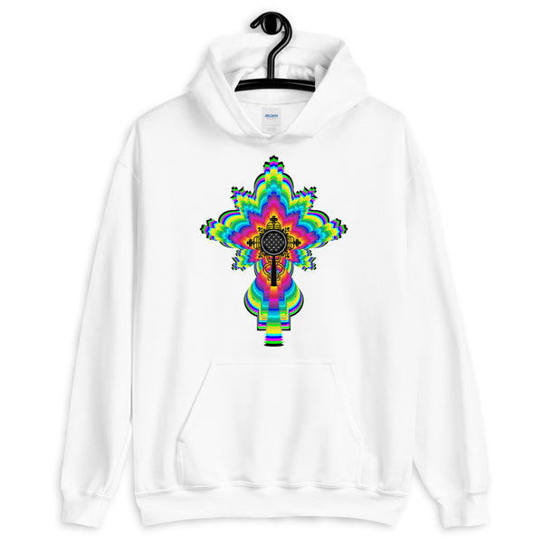 Psychedelic Black #10 Cross Unisex Hoodie Trip Trippy Colorful Ethiopian Coptic Orthodox Abyssinian Kiosk Christian Gildan Original Art Abyssinian Kiosk Fashion Cotton Apparel Clothing