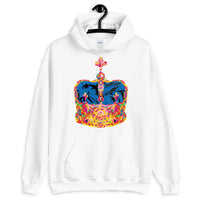 Funky Crown Blue Unisex Hoodie Abyssinian Kiosk Empress Menen Crown Haile Selassie Colors African Royal Royalty Fashion Cotton Apparel Clothing Gildan Original Art