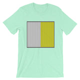 Grey Back White Yellow Lines Unisex T-Shirt Square Abyssinian Kiosk Fashion Cotton Apparel Clothing Bella Canvas Original Art