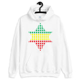 Green Yellow Red Boxes Star of David Unisex Hoodie Abyssinian Kiosk Rectangles Jewish Falasha Abyssinia Ethiopia Gildan Original Art Fashion Cotton Apparel Clothing