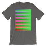 Purple to Red Streaks Green Background Unisex T-Shirt Abyssinian Kiosk Fashion Cotton Apparel Clothing Bella Canvas Original Art