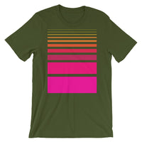 Pink to Yellow Unisex T-Shirt Thick Bars to Thin Lines Abyssinian Kiosk Fashion Cotton Apparel Clothing Bella Canvas Original Art