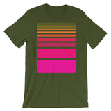 Pink to Yellow Unisex T-Shirt Thick Bars to Thin Lines Abyssinian Kiosk Fashion Cotton Apparel Clothing Bella Canvas Original Art