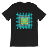 Cyan Red Yellow Ellipses Unisex T-Shirt Abyssinian Kiosk Fashion Ellipses Inside Ellipses Cotton Apparel Clothing Bella Canvas Original Art