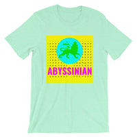 Abyssinian Logo Yellow Background Unisex T-Shirt Abyssinian Kiosk Ethiopian Lion of Judah Amharic Ethiopia Bella Canvas Original Art