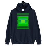 Green Stripes Blue Orange Squares Unisex Hoodie Squares Within Lines Abyssinian Kiosk Fashion Cotton Apparel Clothing Gildan Original Art