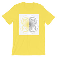 Half Blank Half Grey Cube Spokes White BG Unisex T-Shirt Abyssinian Kiosk Squares Bicycle Spokes Background Fashion Cotton Apparel Clothing Bella Canvas Original Art