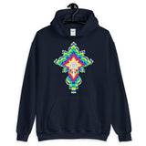 Psychedelic White #10 Cross Unisex Hoodie Trip Trippy Colorful Ethiopian Coptic Orthodox Abyssinian Kiosk Christian Gildan Original Art Abyssinian Kiosk Fashion Cotton Apparel Clothing