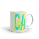 Cyan Yellow Grid CA Kaffa Mug