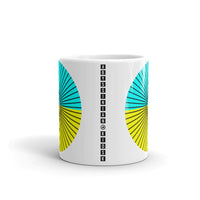 Black Cube Spokes Cyan Top Yellow Bottom Kaffa Mug