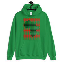 Black Africa Red Grid Unisex Hoodie Map Abyssinian Kiosk Fashion Cotton Apparel Clothing Gildan Original Art