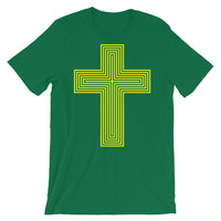 Yellow & Empty Maze Cross Unisex T-Shirt Abyssinian Kiosk Christian Jesus Religion Lined Latin Cross Bella Canvas Original Art Fashion Cotton Apparel Clothing