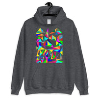 Color Triangles Unisex Hoodie Abyssinian Kiosk Falling Colorful Triangles Fashion Cotton Apparel Clothing Gildan Original Art