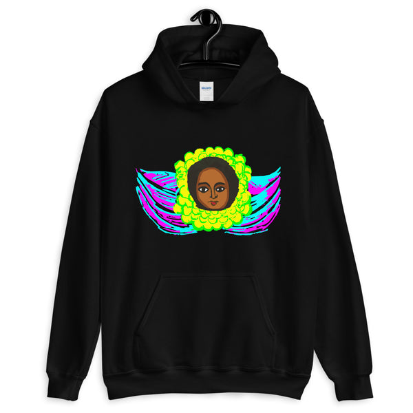 Cyan & Magenta Angel Unisex Hoodie Traditional Ethiopian with Feathers and Wings Abyssinian Kiosk Ethiopian Gildan Original Art Fashion Cotton Apparel Clothing