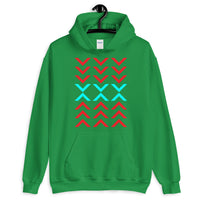 Arrows Down Up Red Cyan Unisex Hoodie Abyssinian Kiosk Fashion Cotton Apparel Clothing Gildan Original Art