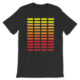 Yellow to Red Grid Bars Unisex T-Shirt Abyssinian Kiosk Rectangle Bars Spaced Evenly Grid Pattern Fashion Cotton Apparel Clothing Bella Canvas Original Art