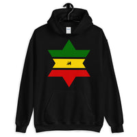 Green, Yellow, Red Star of David Hoodie Abyssinian Kiosk Jewish Falasha Abyssinia Ethiopia Flag Rasta Lion of Judah Apparel Gildan Clothing