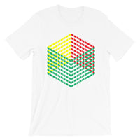 Green Yellow Red Cube Illusion Unisex T-Shirt Abyssinian Kiosk 3D Bars Polygon Fashion Cotton Apparel Clothing Bella Canvas Original Art