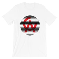 Black Lined Circle Red CA Unisex T-Shirt Lines California State Abyssinian Kiosk Fashion Cotton Apparel Clothing Bella Canvas Original Art