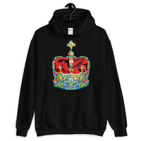 Funky Crown Red Unisex Hoodie Abyssinian Kiosk Empress Menen Crown Haile Selassie Colors African Royal Royalty Fashion Cotton Apparel Clothing Gildan Original Art