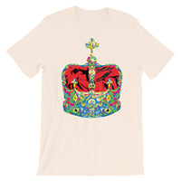 Funky Crown Red Unisex T-Shirt Abyssinian Kiosk Empress Menen Crown Haile Selassie Colors African Royal Royalty Fashion Cotton Apparel Clothing Bella Canvas Original Art