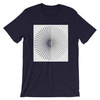 Half Blank Half Grey Cube Spokes White BG Unisex T-Shirt Abyssinian Kiosk Squares Bicycle Spokes Background Fashion Cotton Apparel Clothing Bella Canvas Original Art