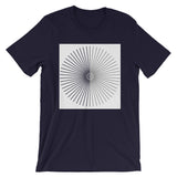 Half Blank Half Grey Cube Spokes White BG Unisex T-Shirt Abyssinian Kiosk Squares Bicycle Spokes Background Fashion Cotton Apparel Clothing Bella Canvas Original Art