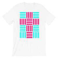 4 Lines Pink Cross Cyan Unisex T-Shirt Abyssinian Kiosk Christian Bella Canvas Original Art Fashion Cotton Apparel Clothing