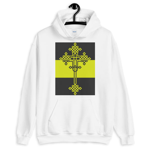Grey Dark Yellow Grey Opposite #13 Cross Unisex Hoodie Abyssinian Kiosk Ethiopian Coptic Orthodox Tewahedo Christian Gildan Original Art Fashion Cotton Apparel Clothing