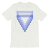 Blue Chiaroscuro Triangles Unisex T-Shirt From Light to Bold Color Abyssinian Kiosk Fashion Cotton Apparel Clothing Bella Canvas Original Art