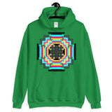 Psychedelic #12 Cross Black Unisex Hoodie Abyssinian Kiosk Equal-Armed Cross Ethiopian Jesus Christian Trip Trippy Colorful Gildan Original Art Fashion Cotton Apparel Clothing