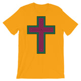 Black Pink Green Maze Cross Unisex T-Shirt Abyssinian Kiosk Christian Jesus Religion Lined Latin Cross Bella Canvas Original Art Fashion Cotton Apparel Clothing