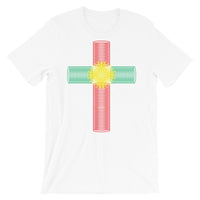 Green Yellow Red Ellipse Cross Unisex T-Shirt Abyssinian Kiosk Christian Jesus Religion Cross Bella Canvas Original Art Fashion Cotton Apparel Clothing