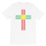 Green Yellow Red Ellipse Cross Unisex T-Shirt Abyssinian Kiosk Christian Jesus Religion Cross Bella Canvas Original Art Fashion Cotton Apparel Clothing