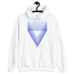 Blue Chiaroscuro Triangles Unisex Hoodie From Light to Bold Color Abyssinian Kiosk Fashion Cotton Apparel Clothing Gildan Original Art