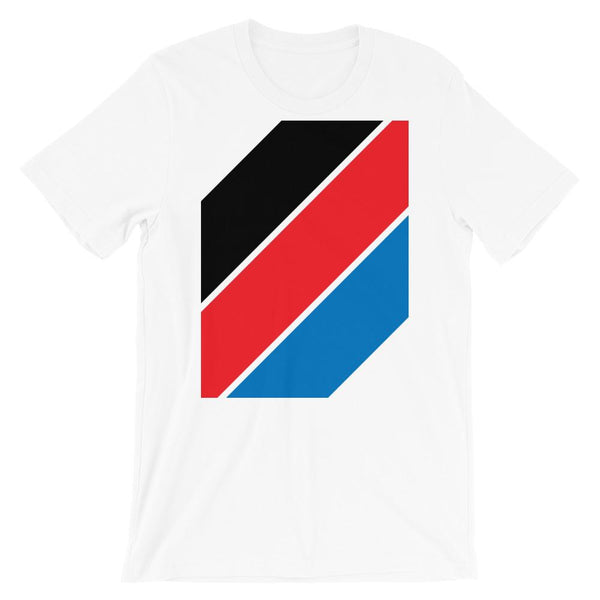 Black Red Blue Stripes Unisex T-Shirt Abyssinian Kiosk Diagonal Stripes Fashion Cotton Apparel Clothing Bella Canvas Original Art