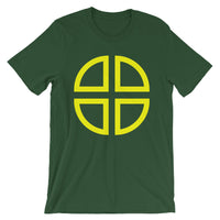 Between the Lines Cross Yellow Unisex T-Shirt Abyssinian Kiosk Ethiopian Coptic Orthodox Tewahedo Christian Bella Canvas Original Art Fashion Cotton Apparel Clothing