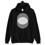 White Lined Circles Unisex Hoodie Abyssinian Kiosk Joining Circles Fashion Cotton Apparel Clothing Gildan Original Art