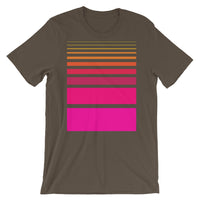 Pink to Yellow Unisex T-Shirt Thick Bars to Thin Lines Abyssinian Kiosk Fashion Cotton Apparel Clothing Bella Canvas Original Art