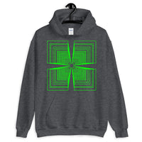 Green Mirrored Corners Unisex Hoodie Abyssinian Kiosk Fashion Cotton Apparel Clothing Gildan Original Art