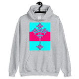 Cyan Pink Cyan #13 Cross Unisex Hoodie Abyssinian Kiosk Ethiopian Coptic Orthodox Tewahedo Christian Gildan Original Art Fashion Cotton Apparel Clothing