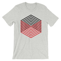 Red Black Cube Illusion Unisex T-Shirt Abyssinian Kiosk 3D Bars Polygon Fashion Cotton Apparel Clothing Bella Canvas Original Art