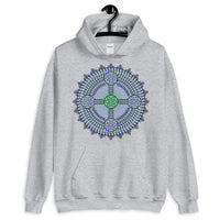 Black Outline Cross Blue Green Star Unisex Hoodie Abyssinian Kiosk Ethiopian Coptic Orthodox Tewahedo Christian Gildan Original Art Fashion Cotton Apparel Clothing