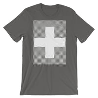 White Criss White Cross Unisex T-Shirt Abyssinian Kiosk Equal Arm Cross Christian Criss Cross Lines Bella Canvas Original Art Fashion Cotton Apparel Clothing