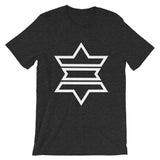 White Outline Star of David Unisex T-Shirt Abyssinian Kiosk White Outline Separated Into 3 Parts Star Jewish Falasha Ethiopia Bella Canvas Original Art Fashion Cotton Apparel Clothing